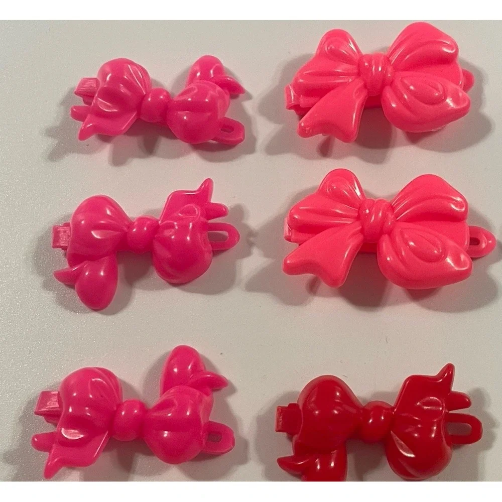 Vintage Girl's Hair Clip Bow Barette Lot Neon Bright Colors 80's 90's Y2K 2000's